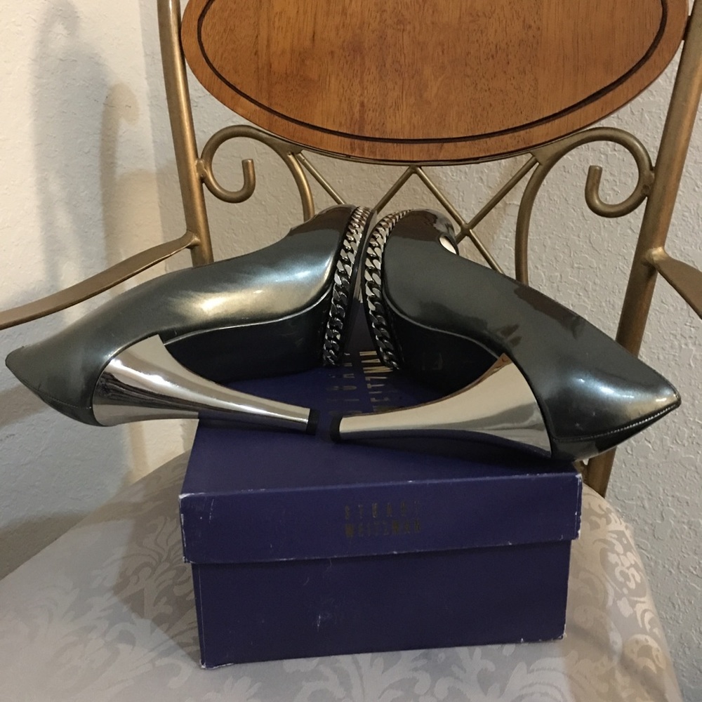 Nib Stuart W. Gray/Silver Patent Pumps Size 11.1/2 - image 5